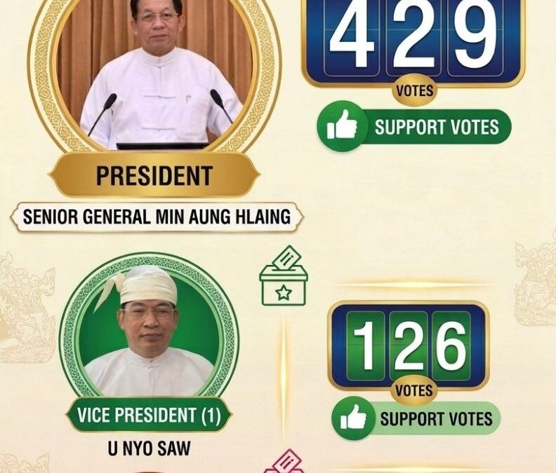 Senior General Min Aung Hlaing Elected as President; U Nyo Saw and Daw Nan Ni Ni Aye Elected as Vice Presidents